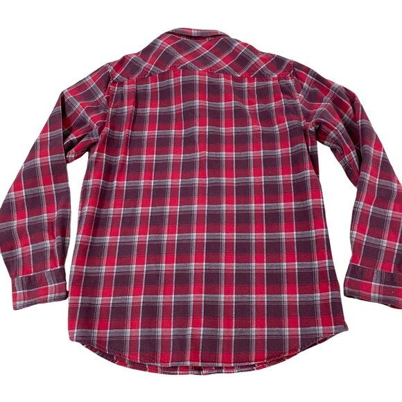 Old Navy Vintage Style Flannel Shirt Size Large Red & Gray Plaid Button-Down - Picture 5 of 5